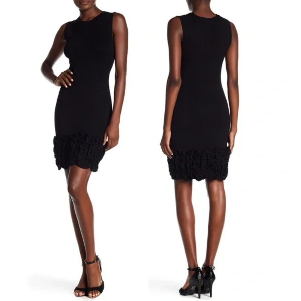 Donna Ricco Stretch Knit Ruffle Hem Dress
